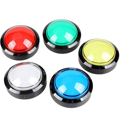 5x Nye 60mm kuppelformede LED-oplyste trykknapper til arkadespilmaskiner (hver farve af 1 stk.)