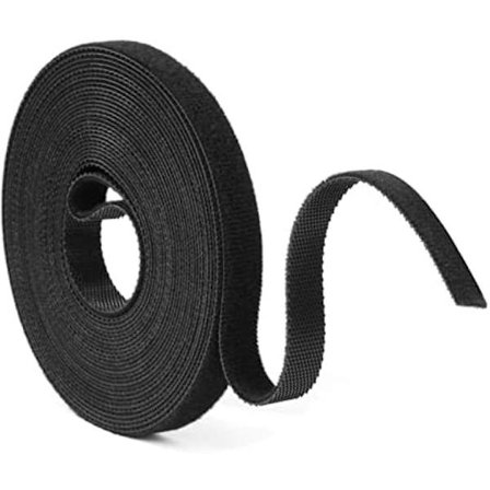 Kardborreband, 5m, 10mm, Svart