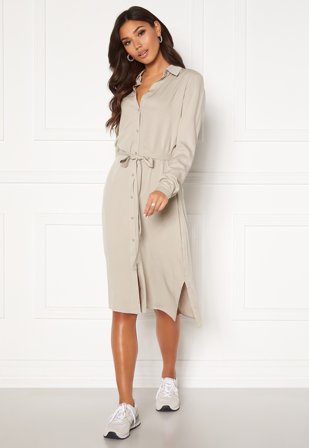 VILA Dania Belt L/S Shirt Dress Dove Klær