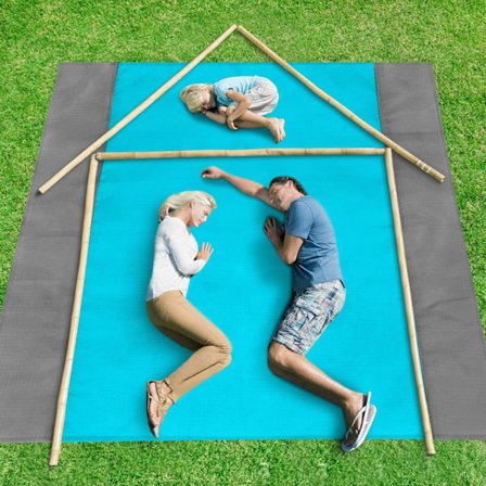 *Harvinainen helmi piknik-viltti 200x210cm, kuvio: Ranta, sininen*