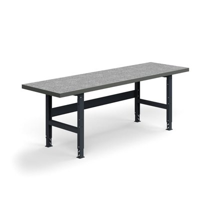 Heavy-duty workbench TRUST, 2500x760 mm, 600 kg load, vinyl