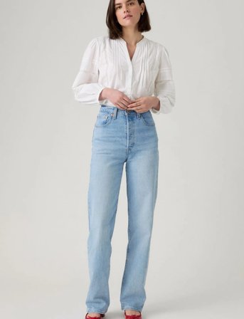 Levi's Ribcage Full Length Light Indigo - Worn In - Blue - 24 x 32