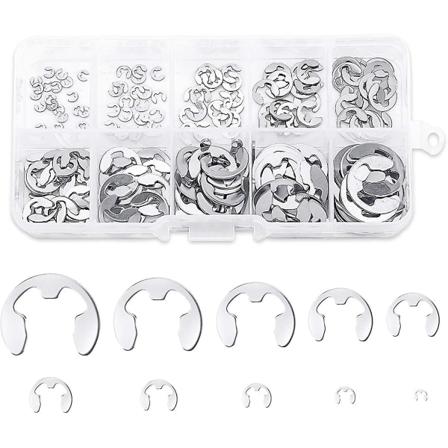 200 st rostfria E-clips ringar, rostfria clips