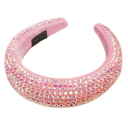 Damsvamp vadderad sammet brett pannband Glittrande holografisk ab-harts för strass hårbåge Lyxiga smycken Headd