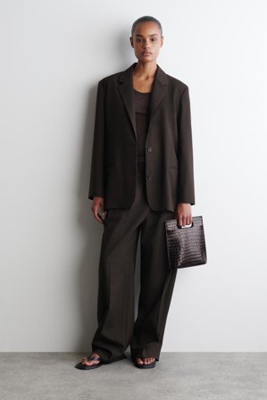 COS Folio Mini Bag - Croc-Embossed Leather in Brown - Women