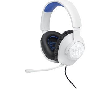 JBL-Quantum 100 Playstation Wired Over-ear Headset White and Blue-Komfortabelt gamingheadset med avtakbar bommikrofon-Gaming-Kablede headset