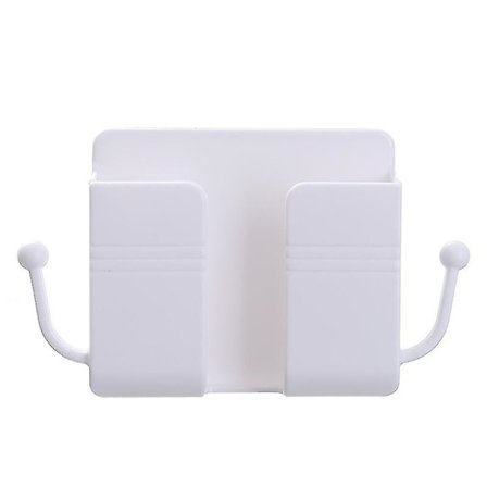 Puhelinseinäteline Kaukosäätimen Pistokkeen Latauspidike Seisova Muovi Tarvikkeiden Järjestäjä (Valkoinen)