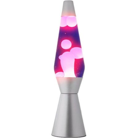 ITotal XL2343 36 cm lavalampa med silverfot, lila vätska och rosa vax