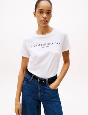 Tommy Hilfiger Reg Corp Logo C-Nk Ss - White - S