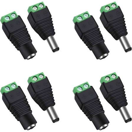 DC Hun Loddefri DC Header Konnektor 12V - 4 Par DC Jack 5.5mm x 2.1mm Han Hun - 12V DC Strømstik Adapter