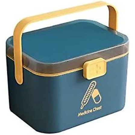Medicinskab med lås, dobbelt lag, førstehjælpsmedicinopbevaring, førstehjælpskasse, opbevaringsboks, stor plads, bærbar, forseglet medicinskab til 