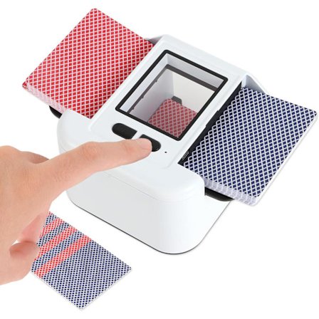 Automatisk kortblander for 1-2 kortstokker, oppladbart 2000mAh batteri, stillegående elektrisk kortblander - ett-trykks blanding, bærbar og 