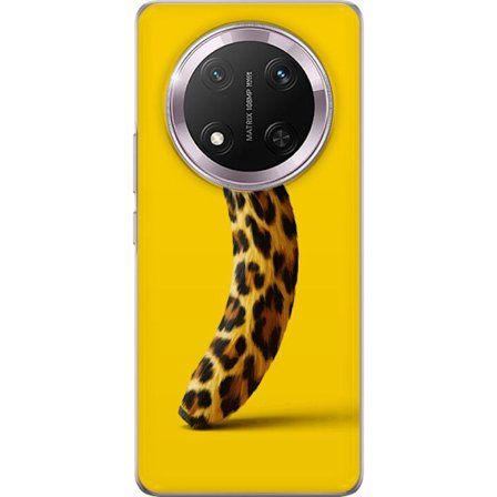 Yhteensopiva Puhelinkuori Honor Honor Magic7 Lite Banaani leopardikuvioilla keltaista taustaa vastaan luovassa ja leikkisässä suunnittelussa