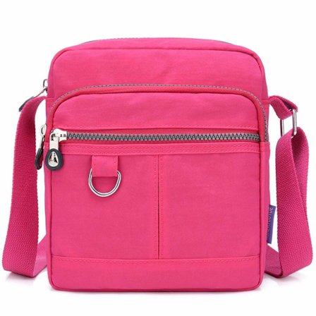 Dam Casual Nylon Plånbok Handväska Messenger Bag Vattentät axelväska Rose Red