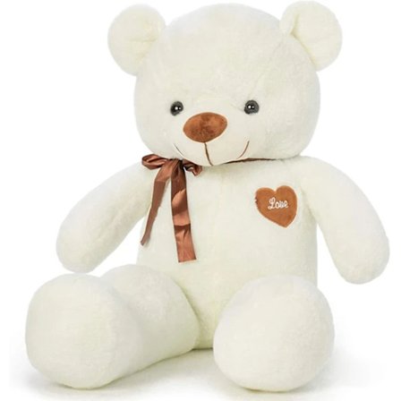 Sød Bamse Figur-Hvid 80cm.