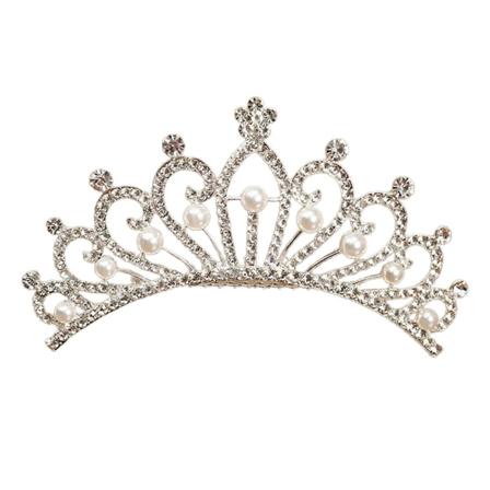 Innlegg Kam Legering Inlagt Perle Krone Hår Smykker Rhinestone Kvinners Tiara Style One