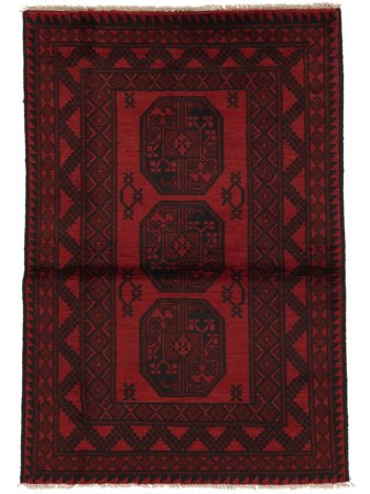 94X142 Afghan Fine Rug Black/Dark Red Afghanistan Carpetvista