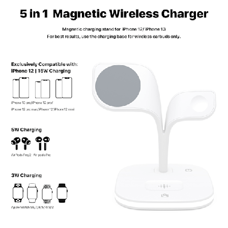 Laddningsstation för iPhone, Apple Watch och AirPods, mobiltelefonladdare, skrivbordsladdningsställ, LED-nattlampa