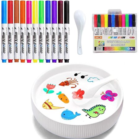 12-farvede magiske tusser til børn, usynlig blæk tusch, vand magisk malebog, farvetusser til magisk whiteboard