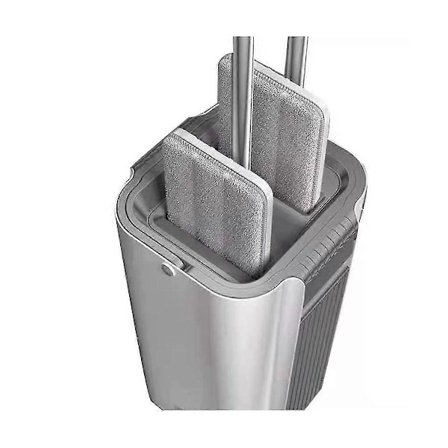 Gulvmoppe og spandesæt, flad klemmoppe, spande, mikrofiberpuder, husholdningsrengøring til trægulve, fleksible mopper