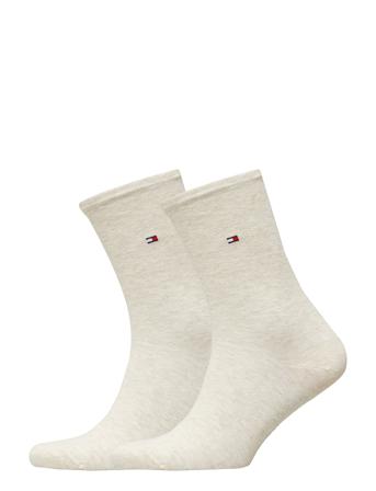 Th Women Sock Casual 2P Underwear Socks Regular Socks Creme Tommy Hilfiger