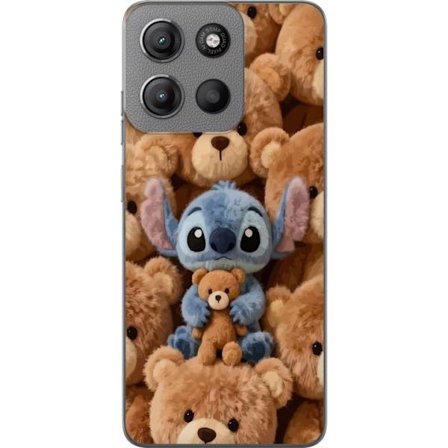 Kompatibelt Mobildeksel til Motorola Moto G15 Stitch omgitt av brune teddybjørner med en liten teddybjørn i fanget i en søt og koselig kawaii-design