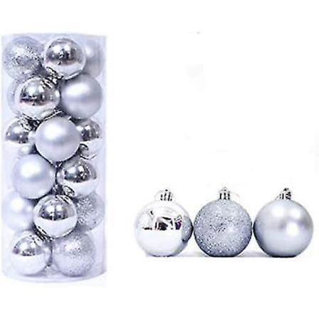 Julgranskulor, Dekorativa Okrossbara Julgranskulor Hängande 40mm Julgranskulor Dekorationer Set, 24-pack (silver)