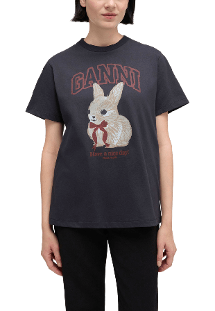 GANNI Basic Cotton Jersey T-shirt T-shirts Dam Svart M