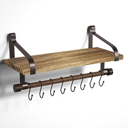 Flydende hylde væghylde til opbevaring Rustik træ køkken Sp