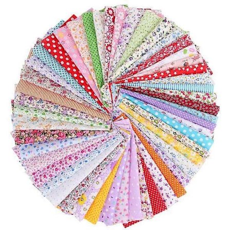 100 stk. firkantede lapper i bomull med forskjellige mønstre for klesstilbehør for DIY-søm