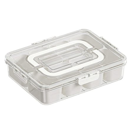 Delt Serveringsbrett med Lokk og Håndtak Snack Divider Beholder for Piknik