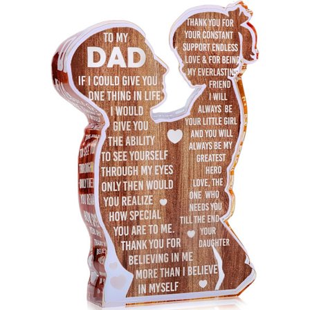 Farsdagsgaver fra datter – Hjertevarmende akrylskilt til pappa, unik skrivebordsdekorasjon for far og datter – Bursdag, jul eller nyttårsdag