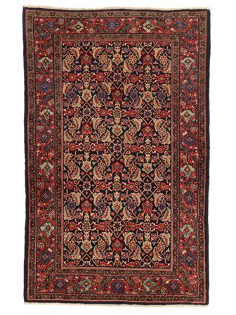 131X209 Tapis D'orient Mohadjeran Noir/Rouge Foncé (Laine, Perse/Iran)