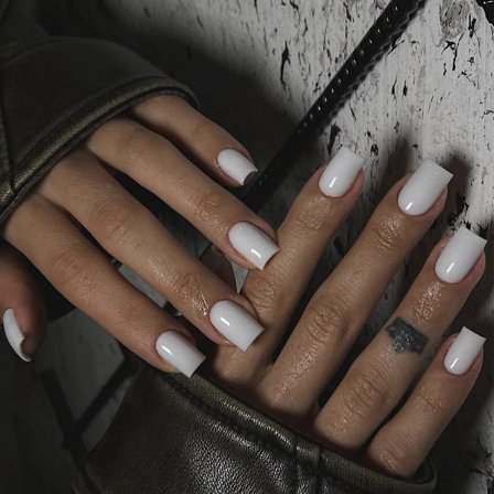 24 st Enfärgade Avtagbara Vita Rektangulära Nagelstickers Återanvändbara konstgjorda naglar