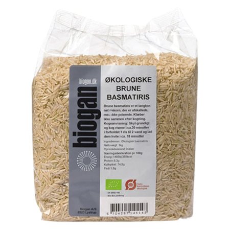 Biogan Basmatiris brune Ø 1 kg, Helse & Madvarer, Pasta, Ris & Bælgfrugter, Ris