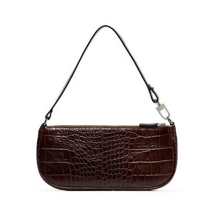 By Far, Rachel Croco Embossed Leather Bag Bruin, Dames, Maat:ONE Size,leer