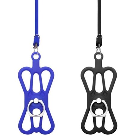 (Farve: Sort) Sæt med 2 elastiske snore til mobiltelefoner, mobiltelefonhalsremme, mobiltelefonvedhæng, fastgørelse