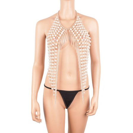 Kvinnors sexiga halterneck rygglös tank top bh kroppskedja halsband Tas