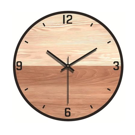 Veggklokke 30cm - Tre med svart ramme