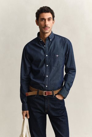 GANT Herren Regular Fit Indigo Hemd (L) Dunkelblau