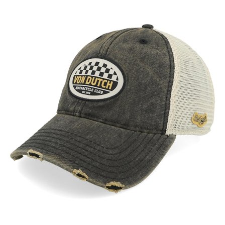 Von Dutch - Svart trucker Caps - Embroider Distressed Black/White Trucker @ Hatstore