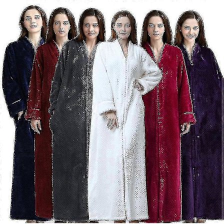 Badekåbe med lynlås til kvinder, flannel fleece kåber, varm morgenkåbe til vinter