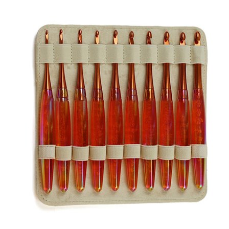 10 st Ergonomisk virknål i akrylhandtag aluminium 3,0-8,0 mm för nybörjare