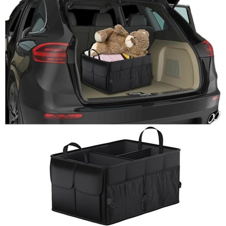 VBGURR Vandtæt Bil Bagagerums Organizer - Foldbar Opbevaringstaske med Flere Rum, Sort