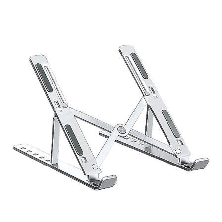 Kannettava tietokoneteline, alumiininen kannettava tietokoneteline, korkeussäädettävä taitettava teline (hopea)