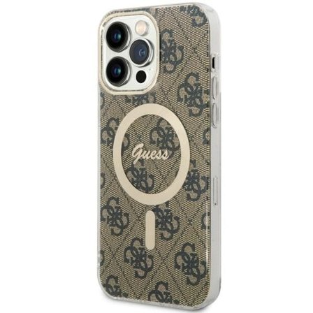 Guess GUHMP14XH4STW iPhone 14 Pro Max 6,7" brun/brun hård väska 4G MagSafe