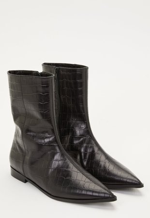 MAKE WAY - Croco Leather Ankle Boot - 41