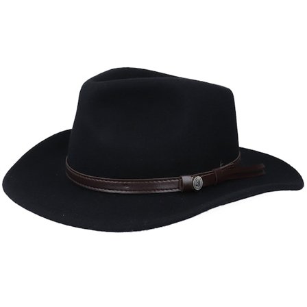 Jaxon & James - Zwart traveler Hoed - Crushable Outback Black Traveler @ Hatstore