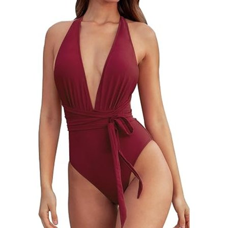 Dames Badedragt med Dyb Udsnit og Krydsryg