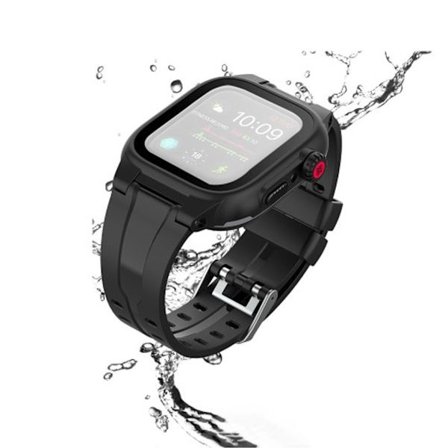 Shellbox Apple Watch 42/44/46/49mm Silicone Sport with Case Watch Strap - Black